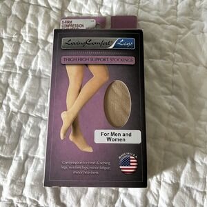 Loving Comfort Thigh High Extra Firm Compression 30-40 mmHg Close Toe Beige sz L